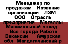 Менеджер по продажам › Название организации ­ ЛЗМ, ООО › Отрасль предприятия ­ Металлы › Минимальный оклад ­ 1 - Все города Работа » Вакансии   . Амурская обл.,Магдагачинский р-н